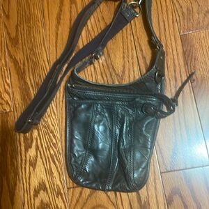 Vintage black leather Crossbody sling